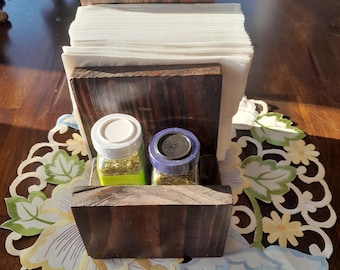 Rustic Wooden Napkin Holder: Farmhouse Table Centerpiece
