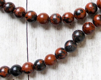 Mahogany Obsidian 8mm Bead Strand - 16" Bead Strand - 8mm Beads - Unique Stone Beads - Beads for Jewelry - Beads for Crafts