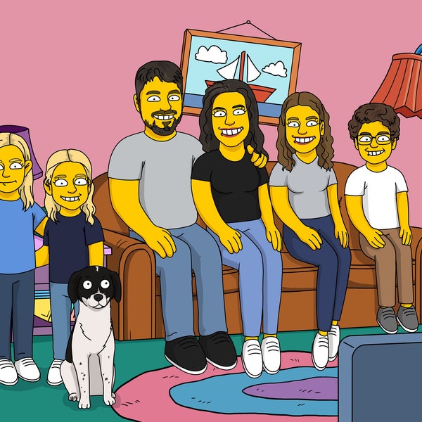 Familienfoto Simpson, personalisiertes Foto, SIMPSONs Charakter, Kinderporträt, SIMPSON INDIVIDUELL, Geschenke für Jungen, Cartoon Portrait