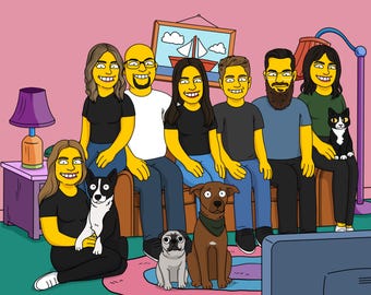 The Simpsons Gifts, Custom Drawing, Simpsons Print, Gift for Couple, Simpson Portrait, Bridal Party Gift, Family Photo Album
