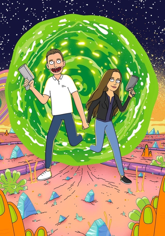 Rick And Morty Portrait For Boyfriend R And M Gift For Etsy