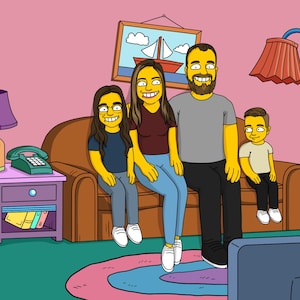 Simpsons gift, Personalized Simpsons portrait, Family Simpsons portrait, Personalized Simpsons family portrait, Simpsons custom portrait