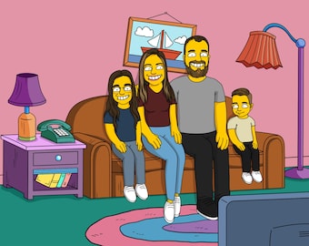 Simpsons gift, Personalized Simpsons portrait, Family Simpsons portrait, Personalized Simpsons family portrait, Simpsons custom portrait