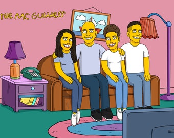 Los Simpson usted mismo, Regalo conmemorativo personalizado, Hazme un Simpson, Añade a alguien a la foto, Sofá de los Simpson, Regalos para la hermana, Retrato de los niños
