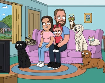 Family Guy portrait, Family painting, Illustrated family, Family art, Custom art, Family portrait , Illustrated portrait