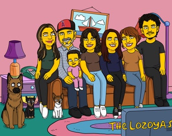 Simpson Pictures, Gifts for Girls, Scenic Simpsons, Digital Painting, Custom Family Photo, Gifts for Boyfriend, Cartoon Characters