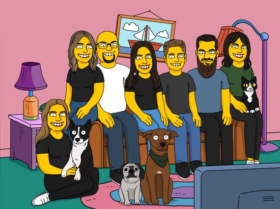 Simpson Pictures, Faceless Photo, Scenic Simpsons, Portrait Drawing, Custom Family Photo, Fathers Day Gift, Wedding Photo Albums
