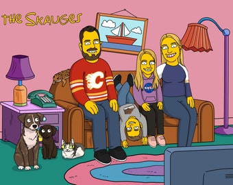 Imágenes de Simpson, álbumes de fotos de boda, Simpsons escénicos, regalo del día del padre, foto familiar personalizada, dibujo de retrato, foto sin rostro