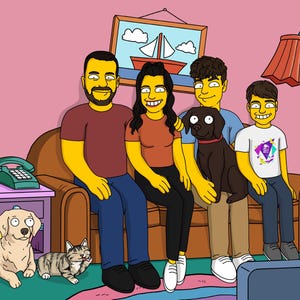 Najlepszy przyjaciel Simpson Portret Prezent przyjaźni Rysunek niestandardowy, Spersonalizowana sztuka w stylu Barta Lisy, Żółta postać Springfield Prezent z kreskówki