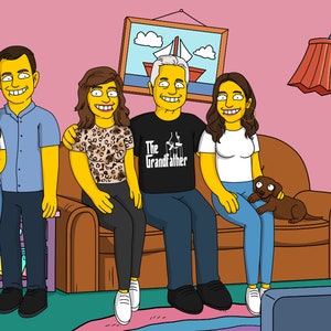 Retrato personalizado de la familia Simpson, retrato personalizado de los Simpson, regalo de los Simpson, retrato de la familia Simpson, retrato personalizado de los Simpson imagen 6