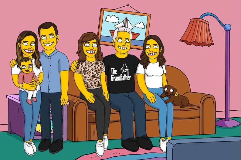 Personalized Simpsons family portrait, Personalized Simpsons portrait, Simpsons gift, Family Simpsons portrait, Custom Simpsons portrait image 6