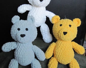 Crocheted Teddy Bear Plushie: Soft Stuffed Animal Toy, Embroidered Eyes