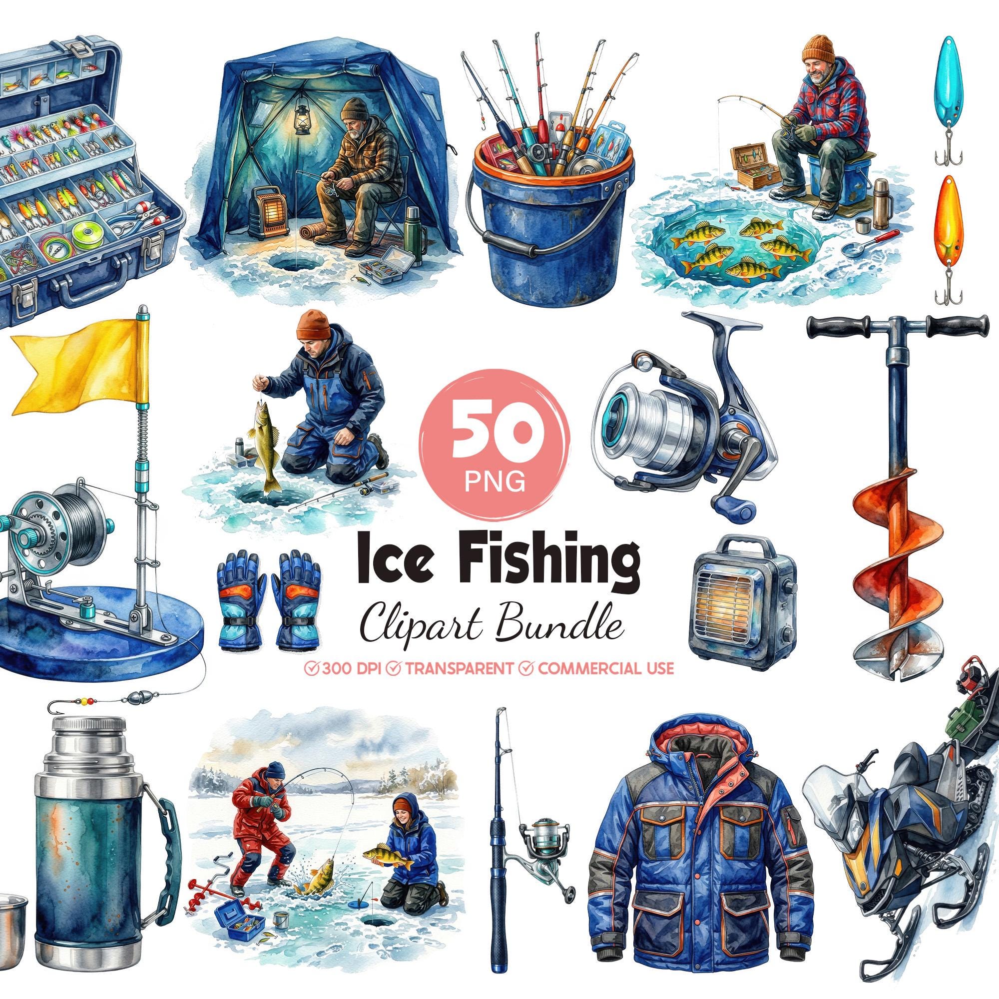 Ice Fishing Clipart - Etsy