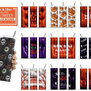 3D Inflated Halloween Tumbler Wrap Bundle 20oz and 30oz Skinny Tumbler Wrap Designs 3D Bubble Tumbler Sublimation PNG