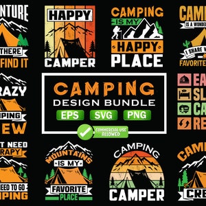 Camping Sublimation Bundle, Camping SVG, PNG, Camping Shirt Design, Adventure Design, Camping Saying