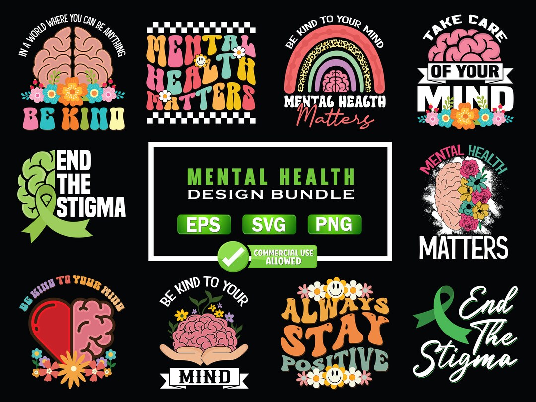 Mental Health SVG PNG Bundle: Awareness Shirt Designs (digital Download ...