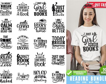 Book Quotes SVG Bundle: Reading Lover Shirt Designs (Digital Download)