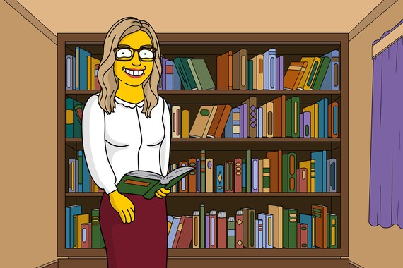 Librarian Gift Librarian Portait Yellow Cartoon Character - Etsy Librarian Gift Librarian Portait Yellow Cartoon Character - Etsy