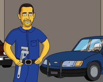 Cartoon Mechanic - Etsy Australia Cartoon Mechanic - Etsy Australia