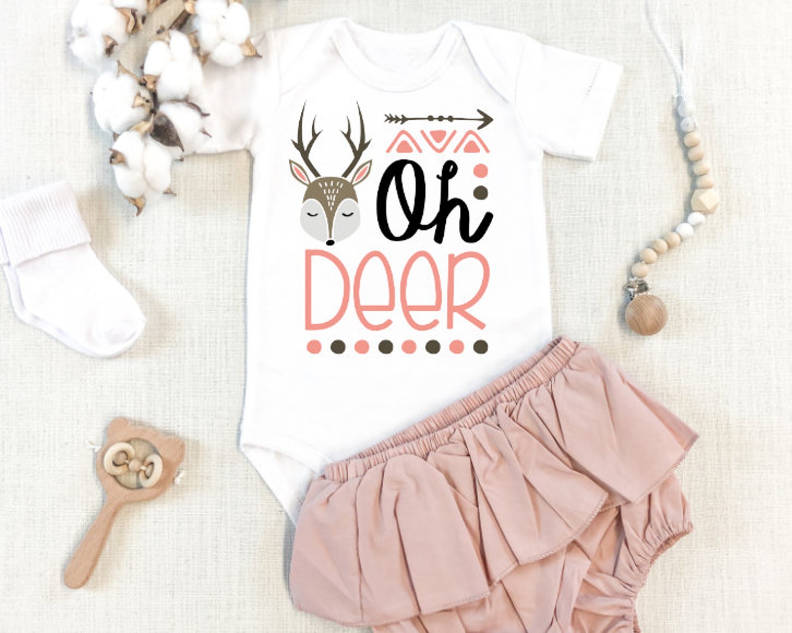 Oh Deer Baby Girl Onesie Oh Deer Baby Girl Onesie Baby Etsy