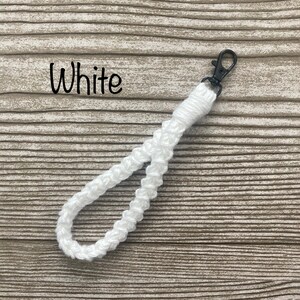 Keychain Wristlet, Crochet, Macrame, Cotton, Boho, Lanyard, Wristlet for ID Badge, Mask Holder, Key Accessories, Self Gift, Key Fob, Keyring White