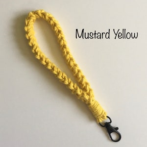 Keychain Wristlet, Crochet, Macrame, Cotton, Boho, Lanyard, Wristlet for ID Badge, Mask Holder, Key Accessories, Self Gift, Key Fob, Keyring Mustard Yellow