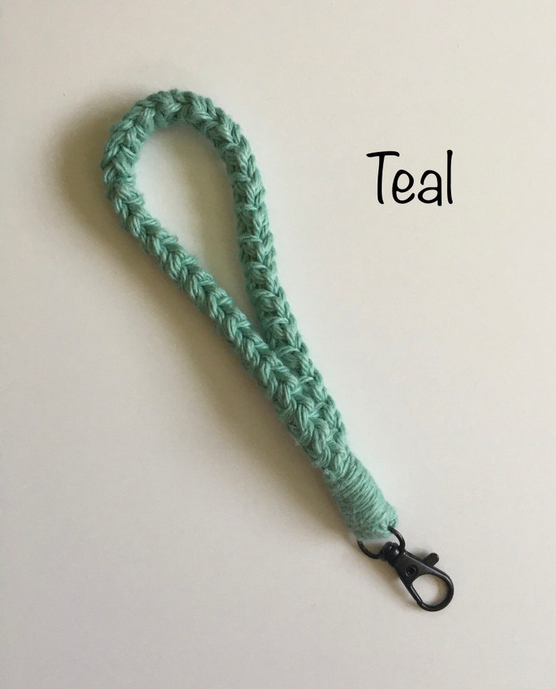 Keychain Wristlet, Crochet, Macrame, Cotton, Boho, Lanyard, Wristlet for ID Badge, Mask Holder, Key Accessories, Self Gift, Key Fob, Keyring Teal