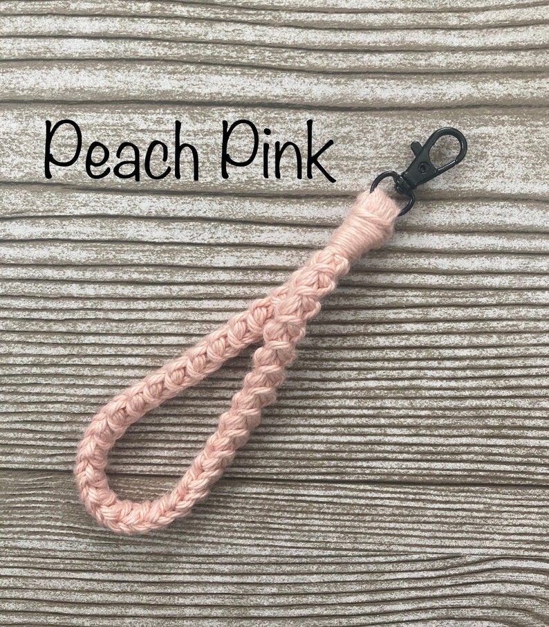 Keychain Wristlet, Crochet, Macrame, Cotton, Boho, Lanyard, Wristlet for ID Badge, Mask Holder, Key Accessories, Self Gift, Key Fob, Keyring Peach Pink