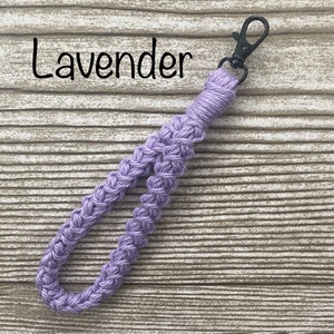 Keychain Wristlet, Crochet, Macrame, Cotton, Boho, Lanyard, Wristlet for ID Badge, Mask Holder, Key Accessories, Self Gift, Key Fob, Keyring Lavender