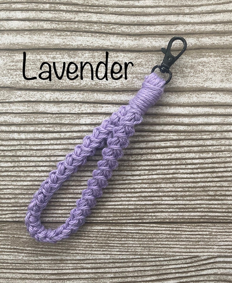 Keychain Wristlet, Crochet, Macrame, Cotton, Boho, Lanyard, Wristlet for ID Badge, Mask Holder, Key Accessories, Self Gift, Key Fob, Keyring Lavender