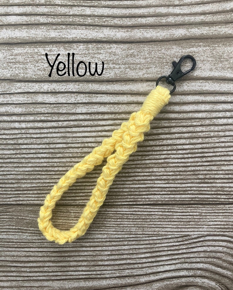 Keychain Wristlet, Crochet, Macrame, Cotton, Boho, Lanyard, Wristlet for ID Badge, Mask Holder, Key Accessories, Self Gift, Key Fob, Keyring Yellow