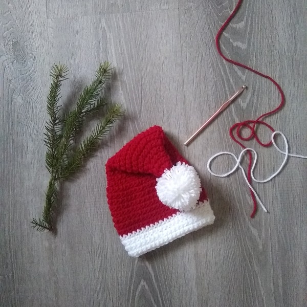 Crochet Santa Hat, Newborn-Adult Santa Hat, Christmas Hats for Family, Christmas Photo Shoot, 1st Christmas, Holiday Hat, Baby Shower Gift