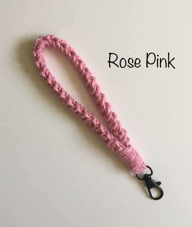 Keychain Wristlet, Crochet, Macrame, Cotton, Boho, Lanyard, Wristlet for ID Badge, Mask Holder, Key Accessories, Self Gift, Key Fob, Keyring Rose Pink