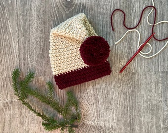 Crochet Baby Santa Hat, 0-3 Month Santa Hat, Christmas Hat for Baby, Christmas Photo Prop, 1st Christmas, Holiday Hat, Baby Shower Gift