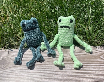 Crochet Leggy Frog, Frog Plushie, Stress Ball, Handmade, Frog Lover Gift, Frog Stuffie, Stuffed Animal, Crochet Plush, Small Crochet Frog