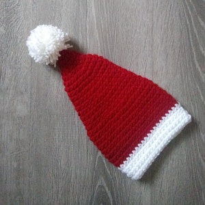 Crochet Santa Hat, Newborn-Adult Santa Hat, Christmas Hats for Family, Christmas Photo Shoot, 1st Christmas, Holiday Hat, Baby Shower Gift image 4