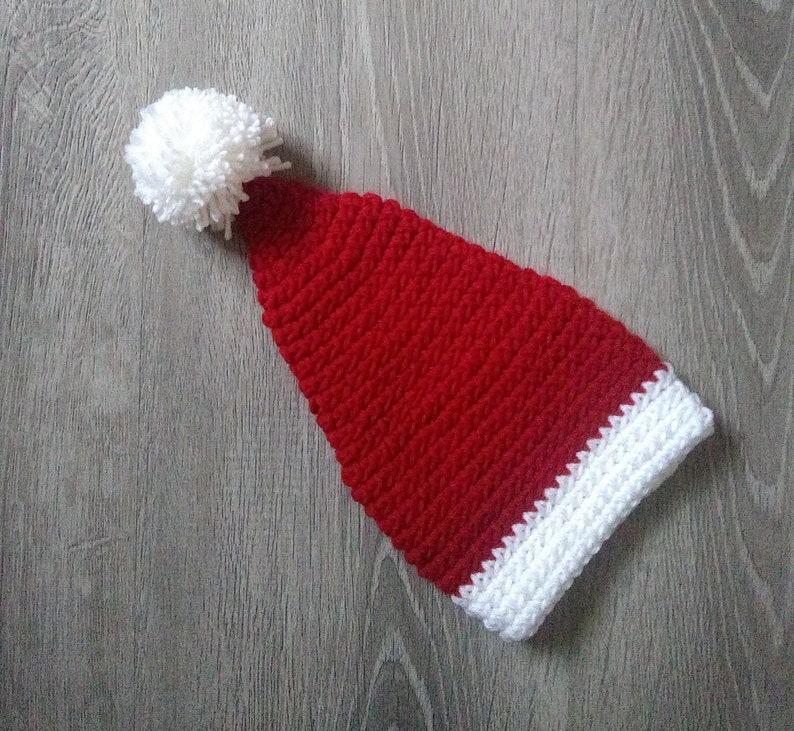 Crochet Santa Hat, Newborn-Adult Santa Hat, Christmas Hats for Family, Christmas Photo Shoot, 1st Christmas, Holiday Hat, Baby Shower Gift image 4