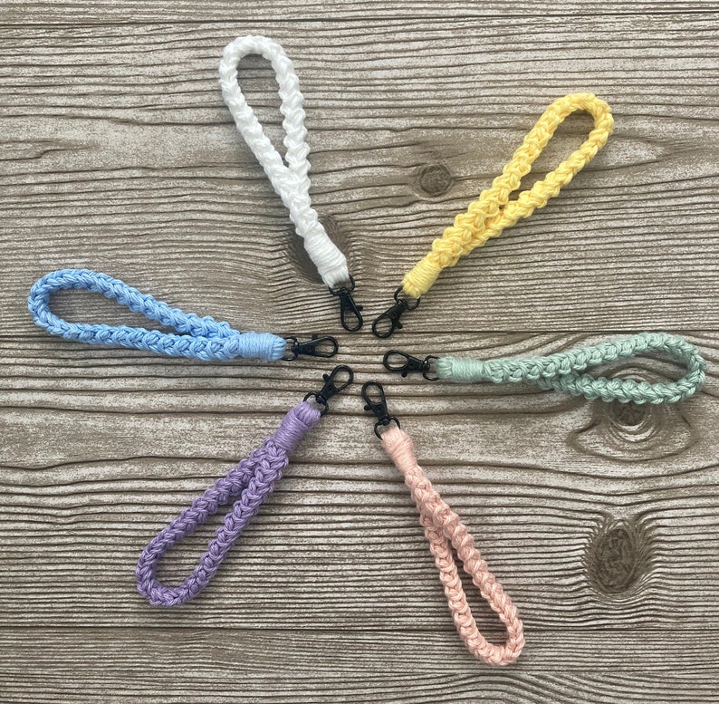 Keychain Wristlet, Crochet, Macrame, Cotton, Boho, Lanyard, Wristlet for ID Badge, Mask Holder, Key Accessories, Self Gift, Key Fob, Keyring image 2