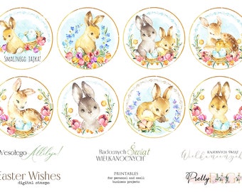 Easter digital collage sheet - A4 page, watercolor images, digital stamps, scrapbooking & cardmaking printable, jpeg file