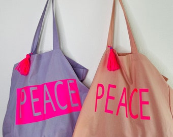 Cloth bag Peace with neon print
