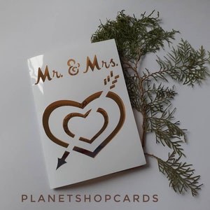 Modèle d'invitation de mariage - carte d'enveloppe M. et Mme Coeur - fichier de coupe (svg, dxf, ai, eps, pdf, png, jpg), Silhouette, Cricut, Laser.