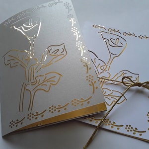Hochzeiteinwungung Template – Envelope Card Cala Lily-Schneiddatei (svg, dxf, ai, eps, pdf, png, jpg), Silhouette, Cricut, Laser.