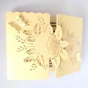 TETRA FOLD - Einladungsvorlage - Umschlagkarte - Elegante Einladung (svg, eps, pdf, htlm), Silhouette, Cricut, Laser.