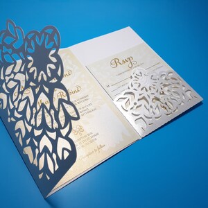 Tri Fold - Wedding Mandala Invitation V1– Envelope Card for Cutting (svg, dxf, ai, eps, pdf, png, jpg), Silhouette, Cricut, Laser.