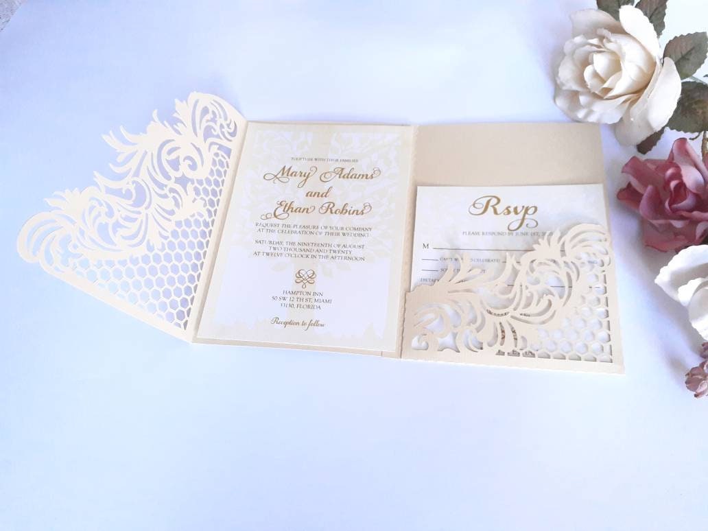 Tri Fold Wedding Invitation Template Envelope Card for Etsy