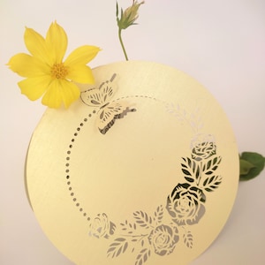 Invitation Template  – Fold-Envelope Card Delicate Lace with butterflies  V2 (svg, eps, pdf, htlm), Silhouette, Cricut, Laser.