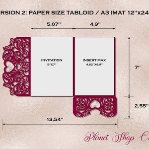 Tri Fold Plantilla de invitation de boda Tarjeta de sobre para corte svg, dxf, ai, eps, pdf, png, jpg, Silhouette, Cricut, Laser. image 4