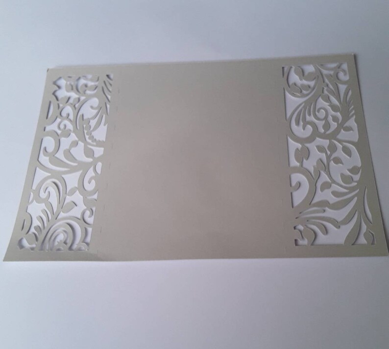 svg, dxf, ai, eps, pdf, png, jpg Silhouette Laser. Wedding Invitation Template \u2013 Gate Fold Cricut Envelope Card Ribbons and Leaves