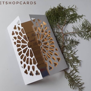 Wedding Invitation Template – Gate Fold - Envelope Card Mandala (svg, dxf, ai, eps, pdf, png, jpg), Silhouette, Cricut, Laser.