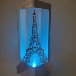 Decorative Lamp (Decor 3D) – Birthday or Anniversary Souvenir, Tower Eiffel, París (svg, eps, pdf, htlm), Silhouette, Cricut, Laser.